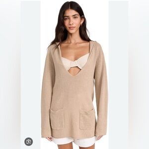 Onia Linen Knit V-Neck Hoodie - NWT